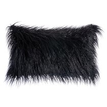 Furry black online pillows